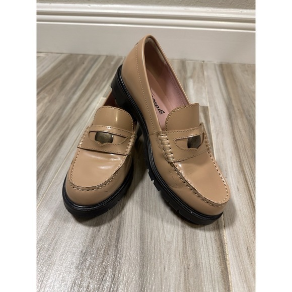 FREE PEOPLE Liv Camel Leather Penny Loafers 6 EUR 36 Heritage Minimalist Preppy - Picture 10 of 16